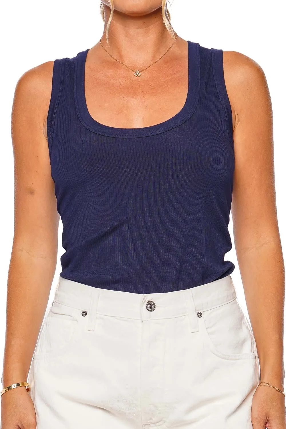 Abena Midnight Ribbed Knit Tank Top
