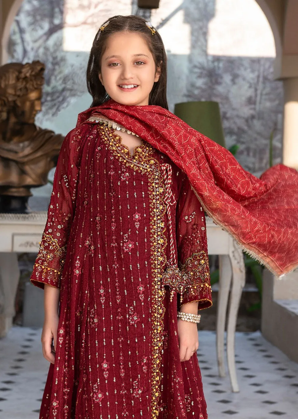 AL-3860 Readymade Maroon Ally's Dress Mummy and Me