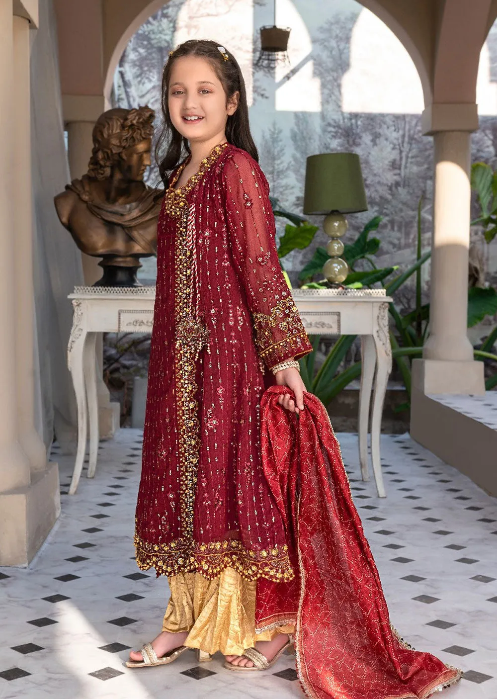 AL-3860 Readymade Maroon Ally's Dress Mummy and Me