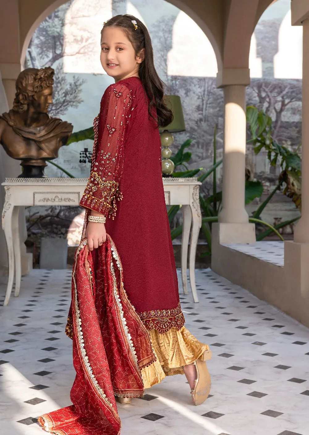 AL-3860 Readymade Maroon Ally's Dress Mummy and Me