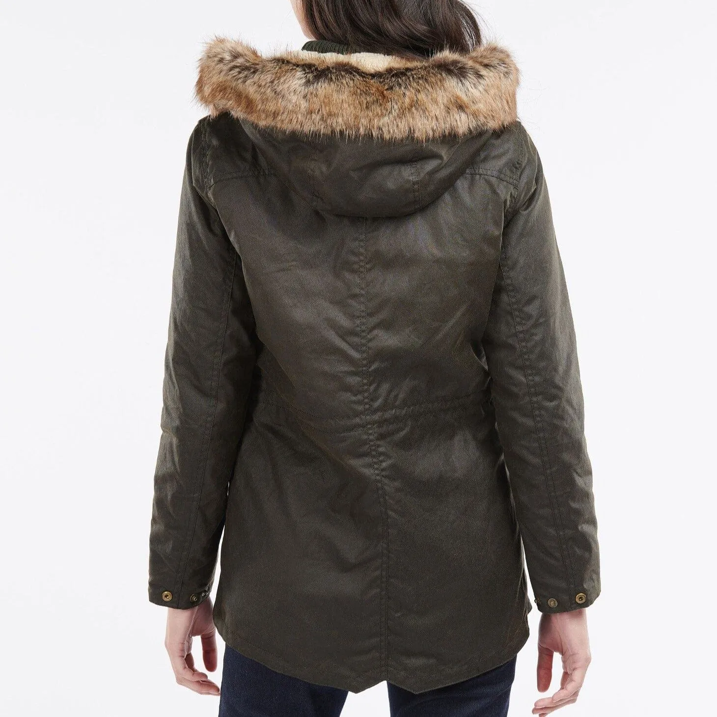 Barbour Kelsall Waxed Cotton Parka Jacket in Olive