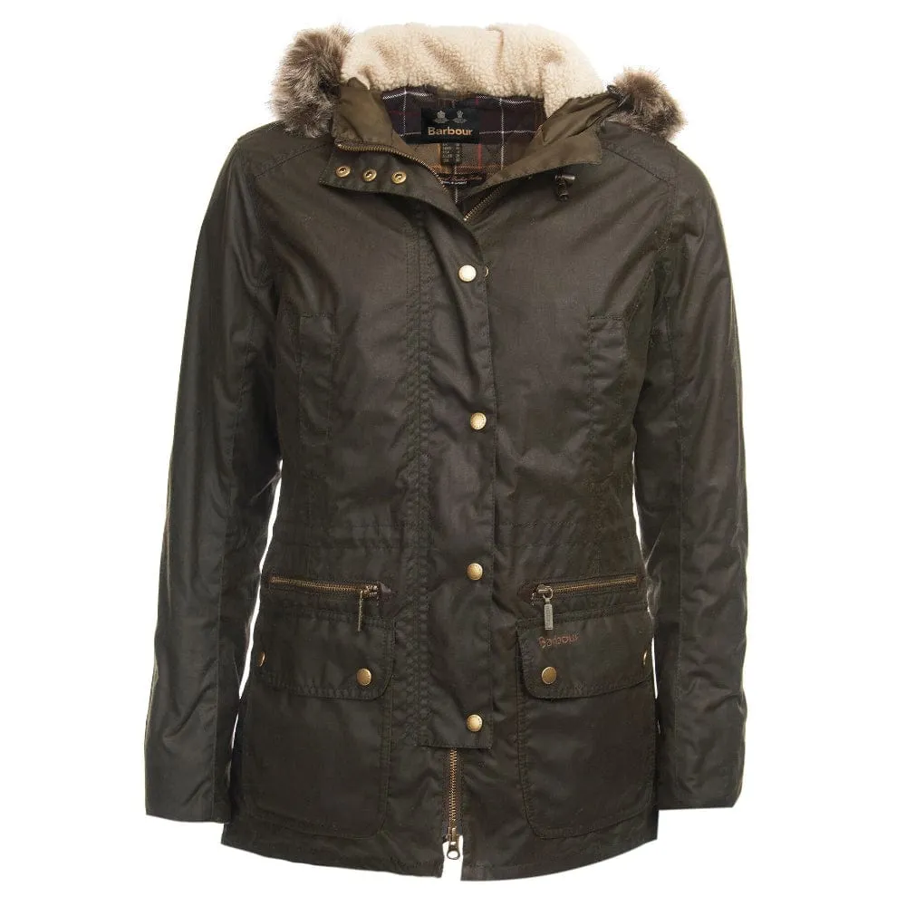 Barbour Kelsall Waxed Cotton Parka Jacket in Olive