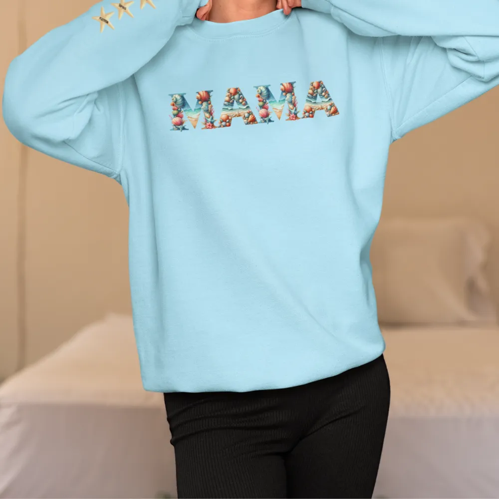 Beachy "MAMA" Sweatshirt – Cozy Gift for Mom, Starfish Sleeve