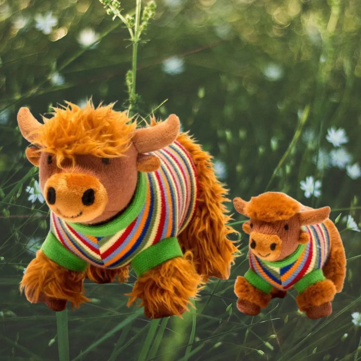 Best Years Ltd Knitted Highland Cow in Stripe Jumper