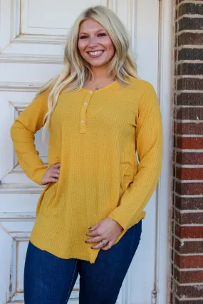 Bianca Mustard Waffle Knit Top