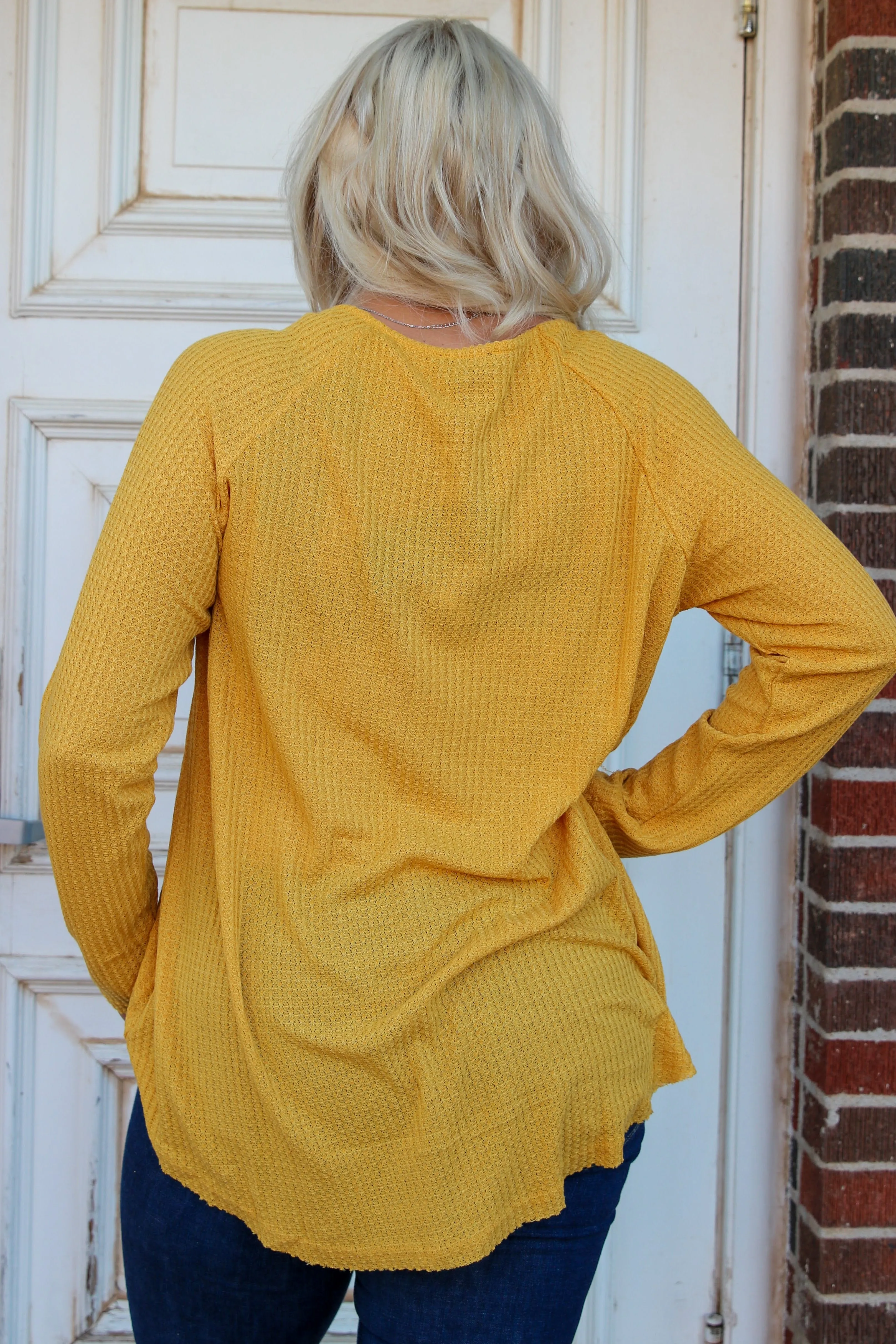 Bianca Mustard Waffle Knit Top