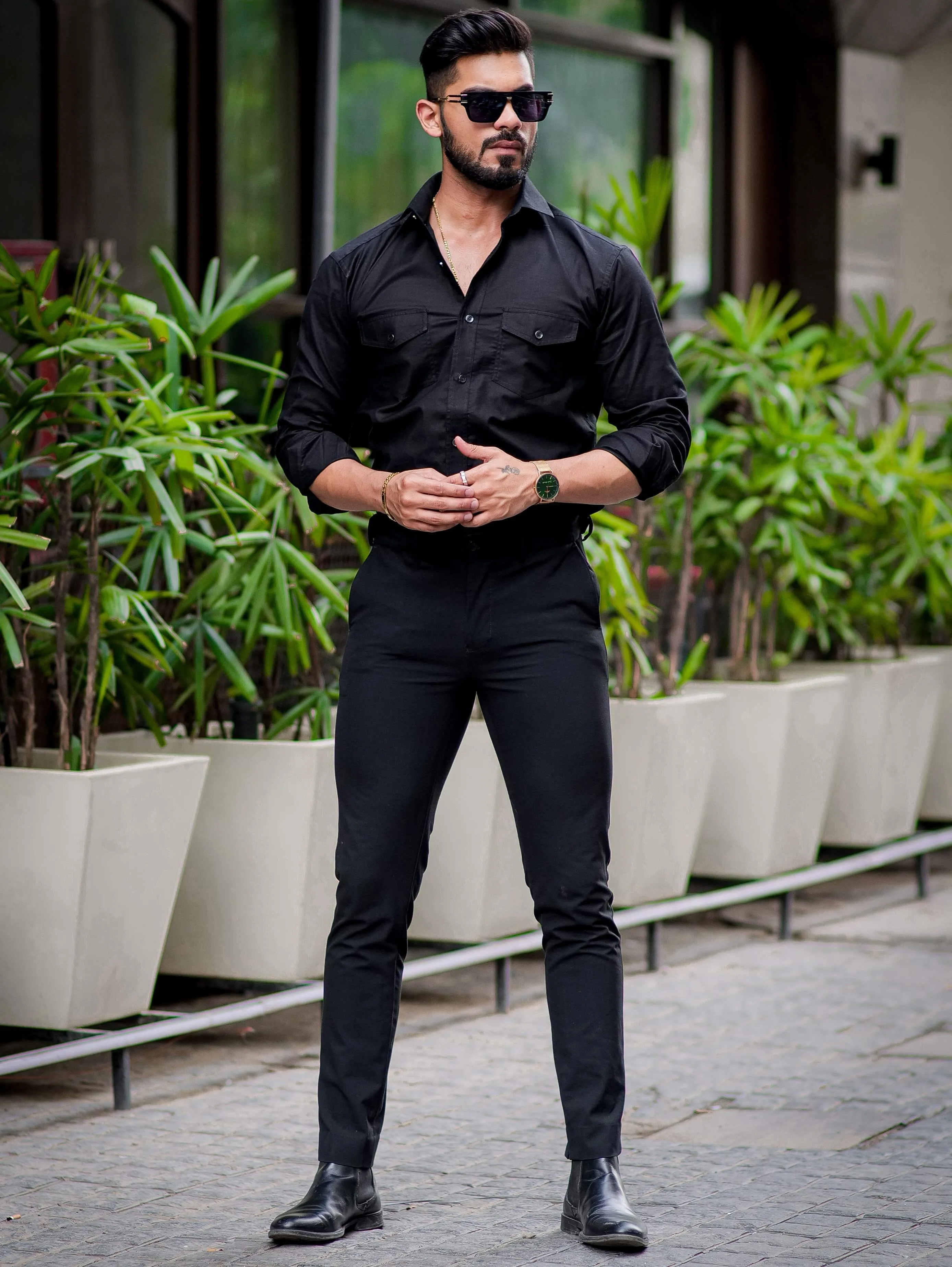 Black Oxford Premium Cotton Over Shirt