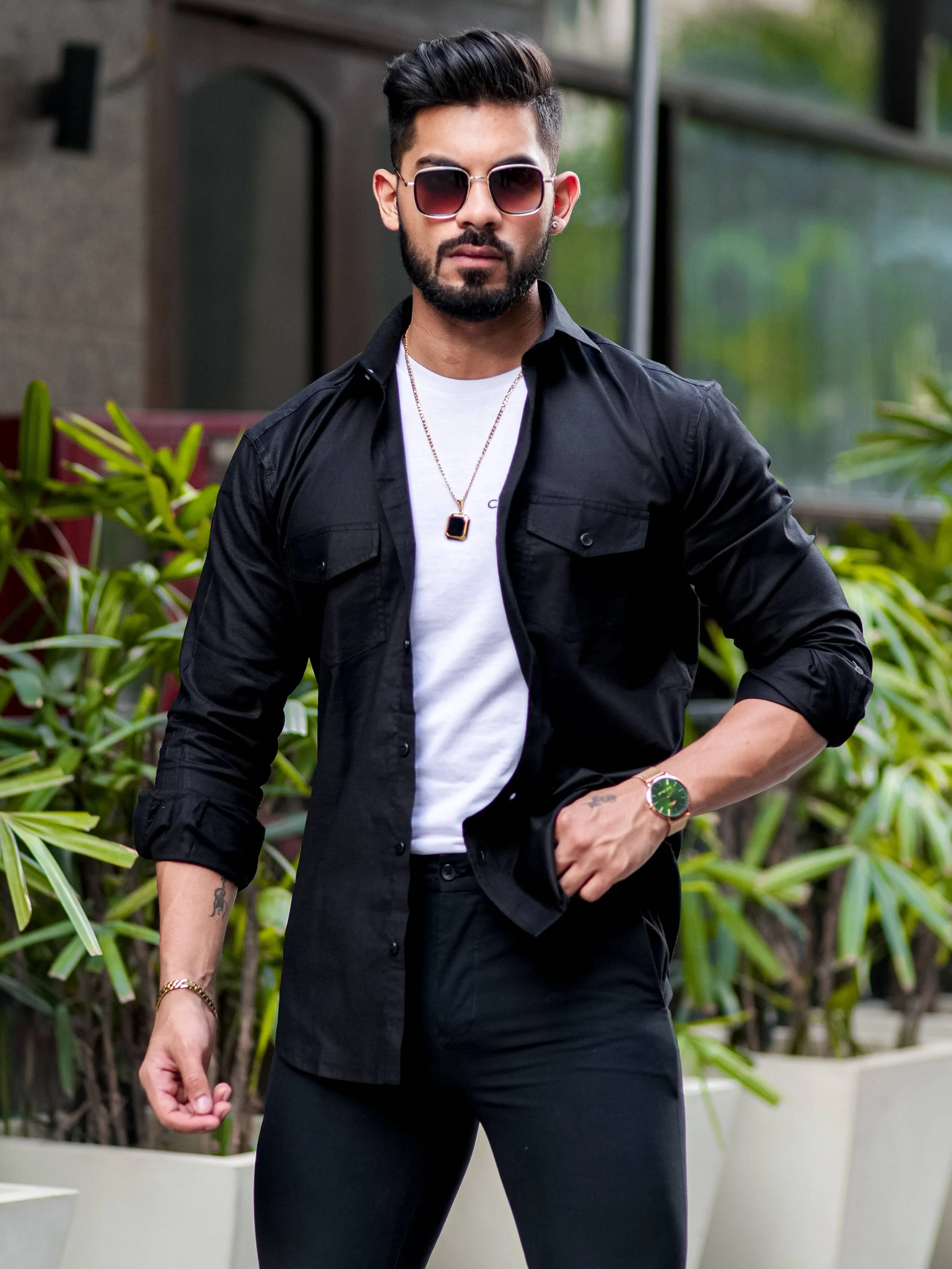 Black Oxford Premium Cotton Over Shirt