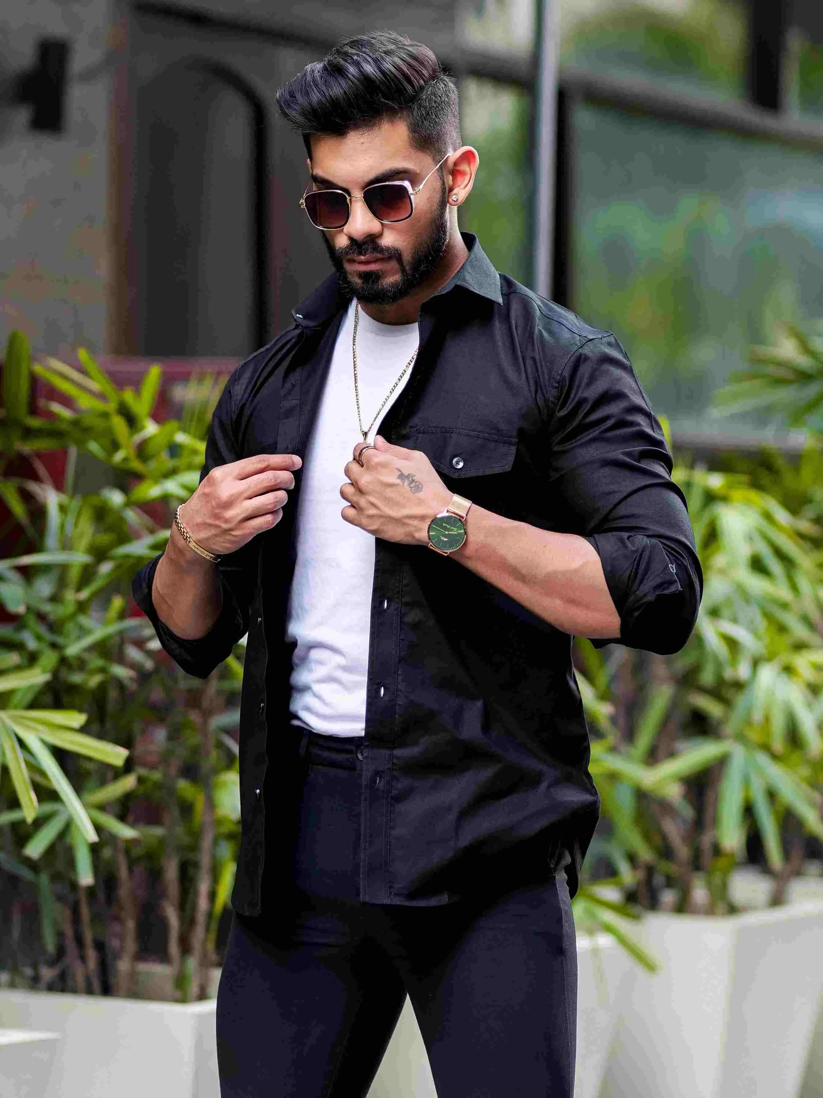 Black Oxford Premium Cotton Over Shirt