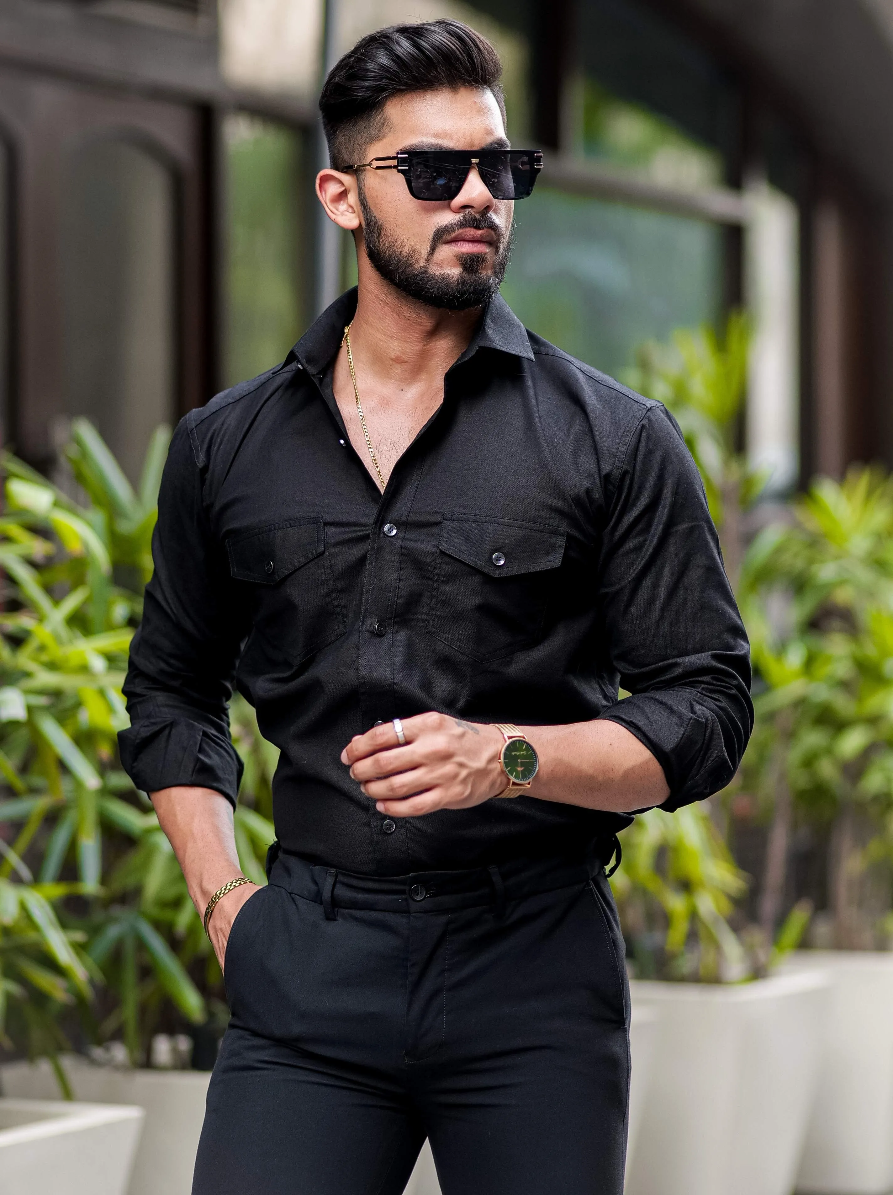 Black Oxford Premium Cotton Over Shirt