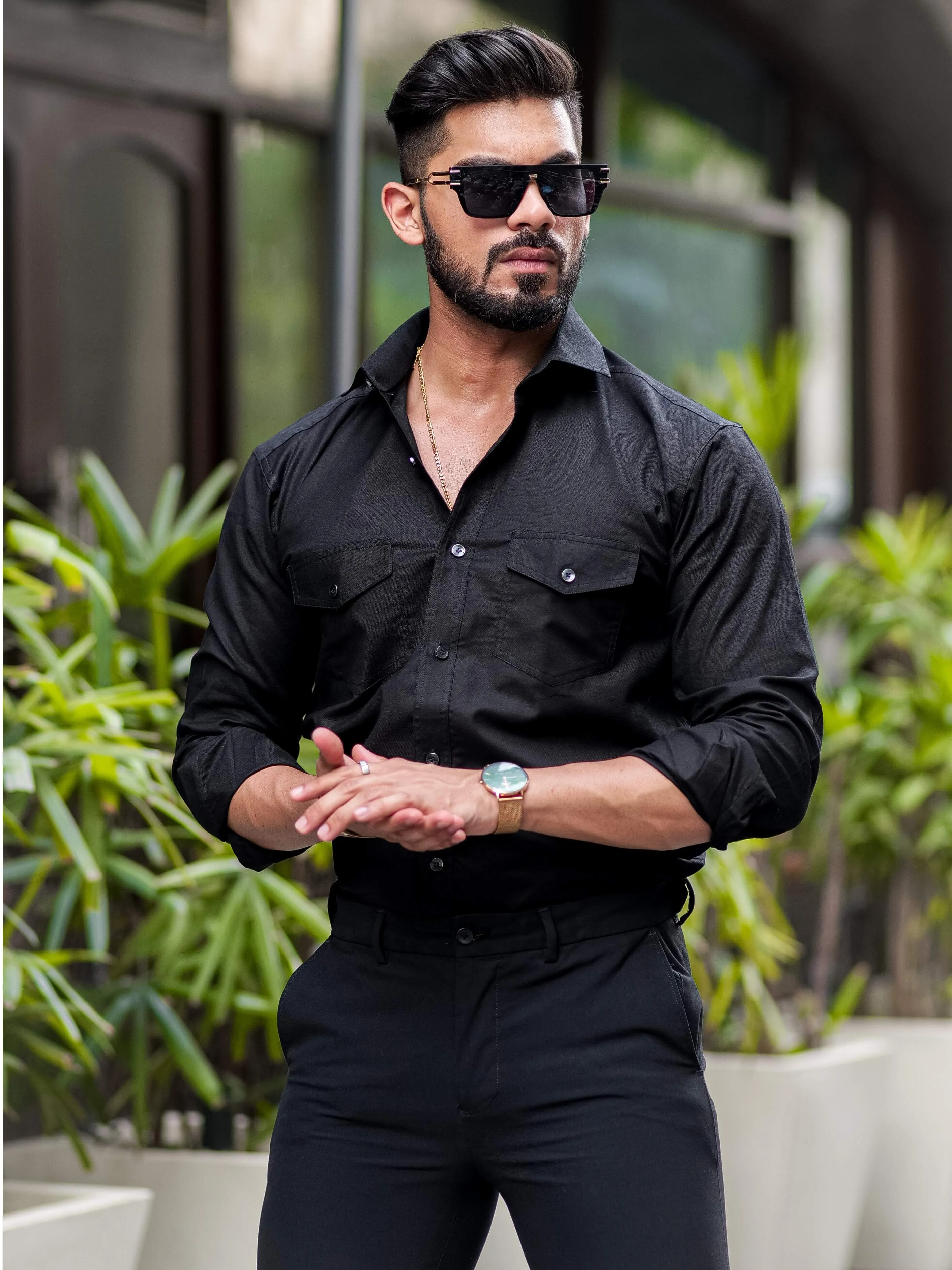 Black Oxford Premium Cotton Over Shirt