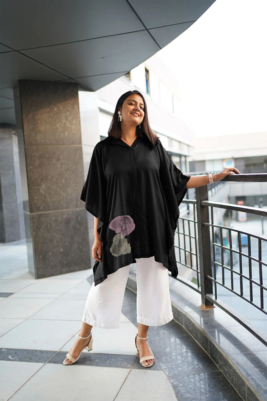 Black Rayon ShirtKurta - WinsomeBeauty