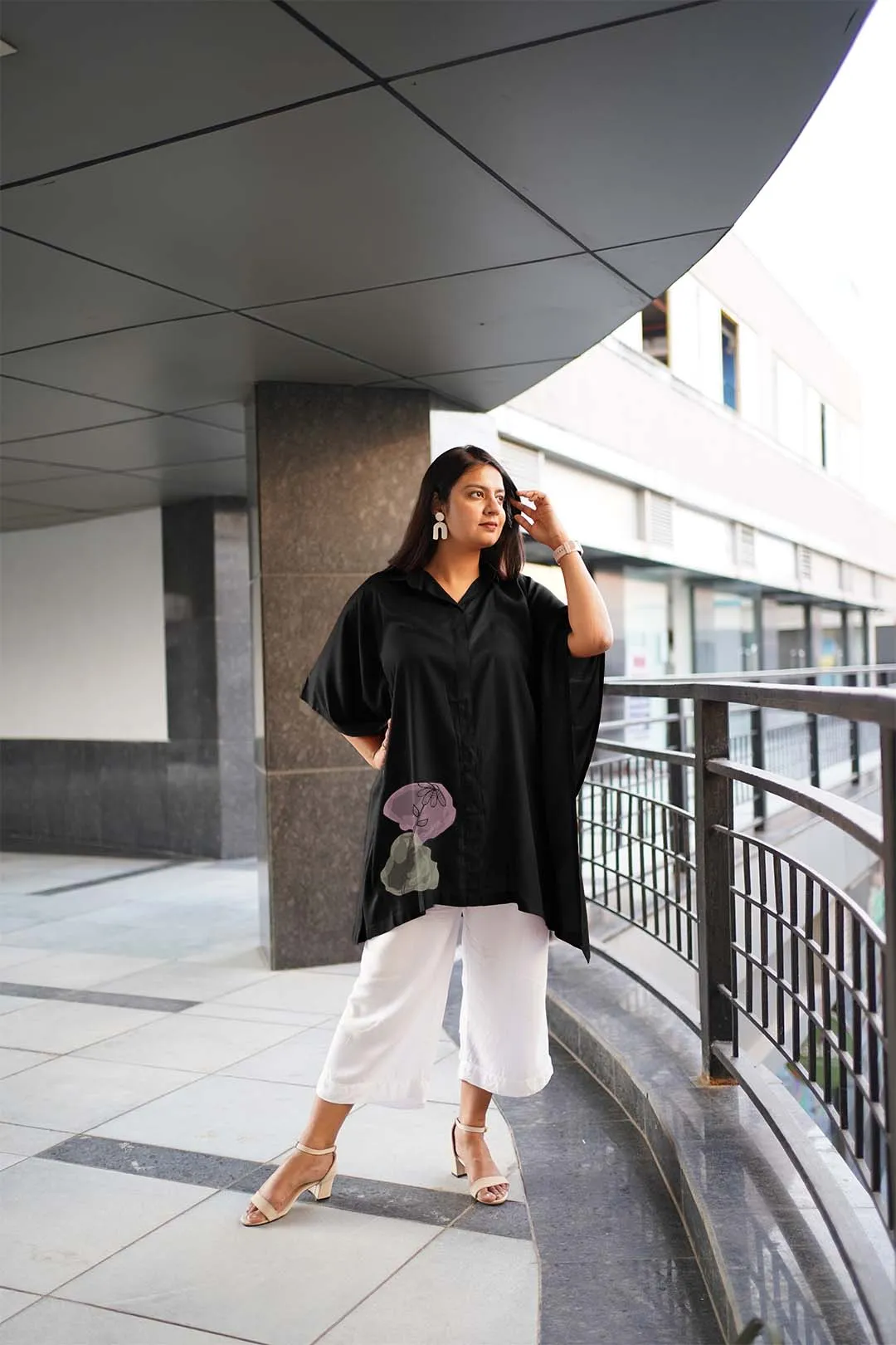 Black Rayon ShirtKurta - WinsomeBeauty