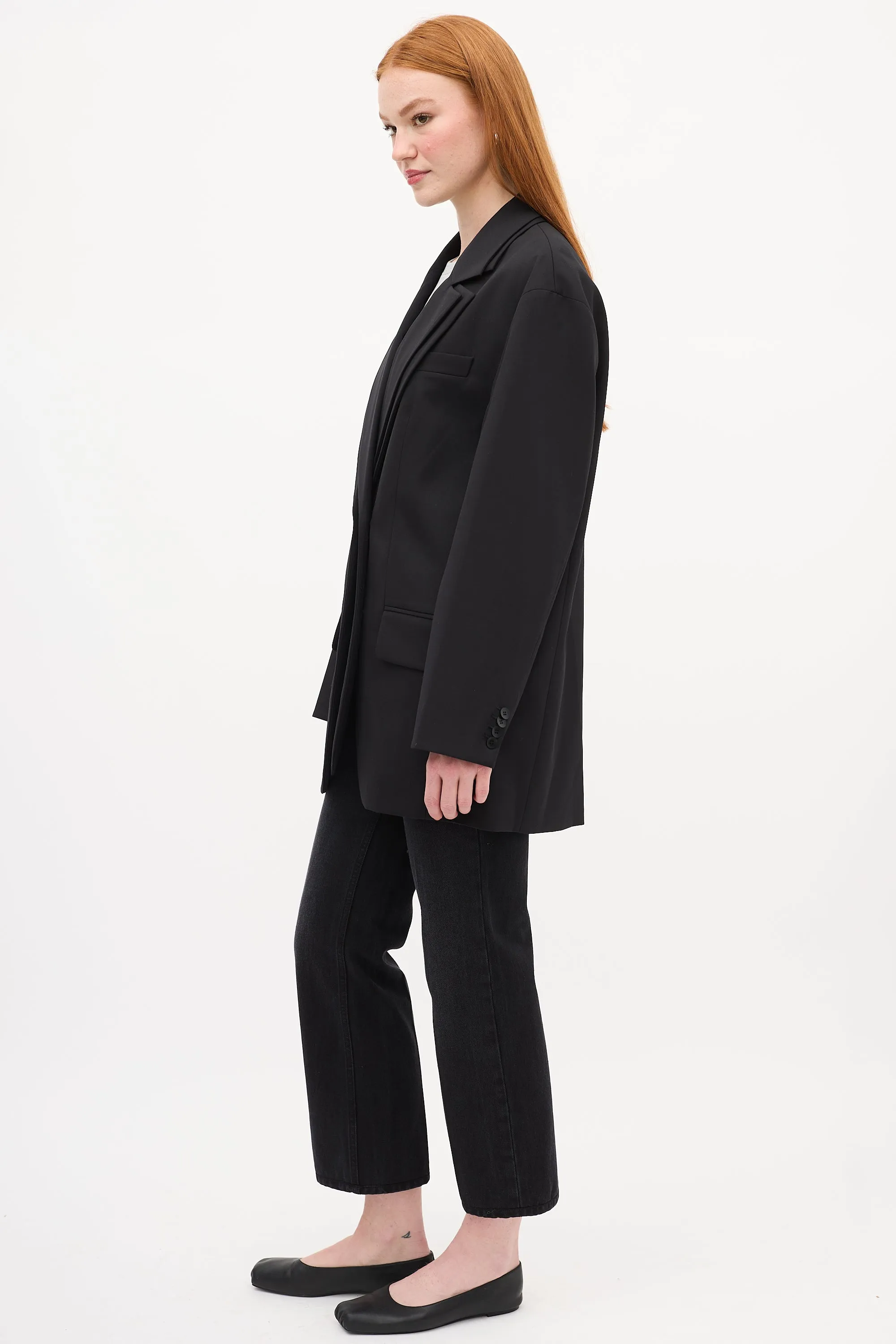 Black Wool Double Layer Liam Blazer