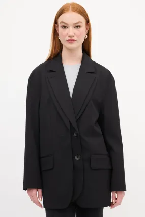 Black Wool Double Layer Liam Blazer