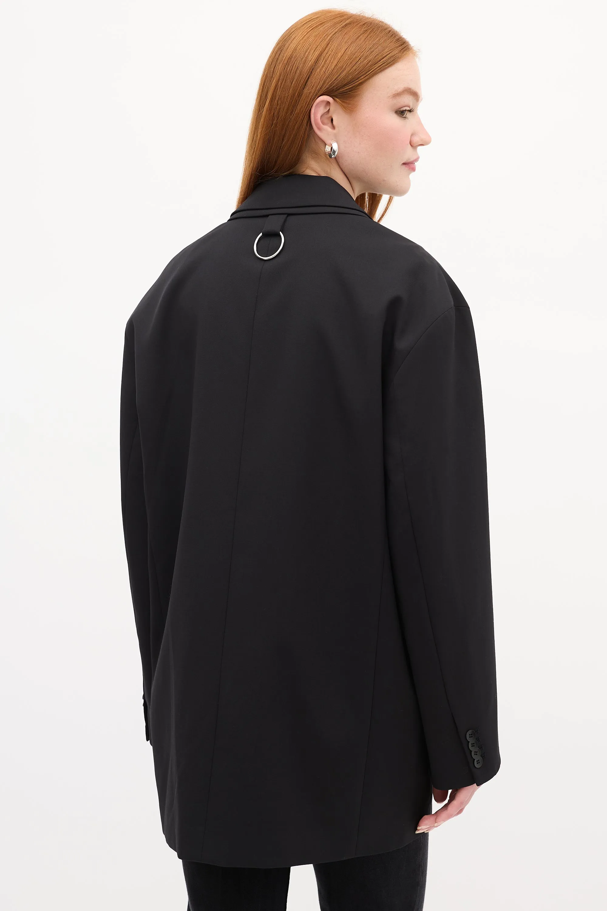 Black Wool Double Layer Liam Blazer