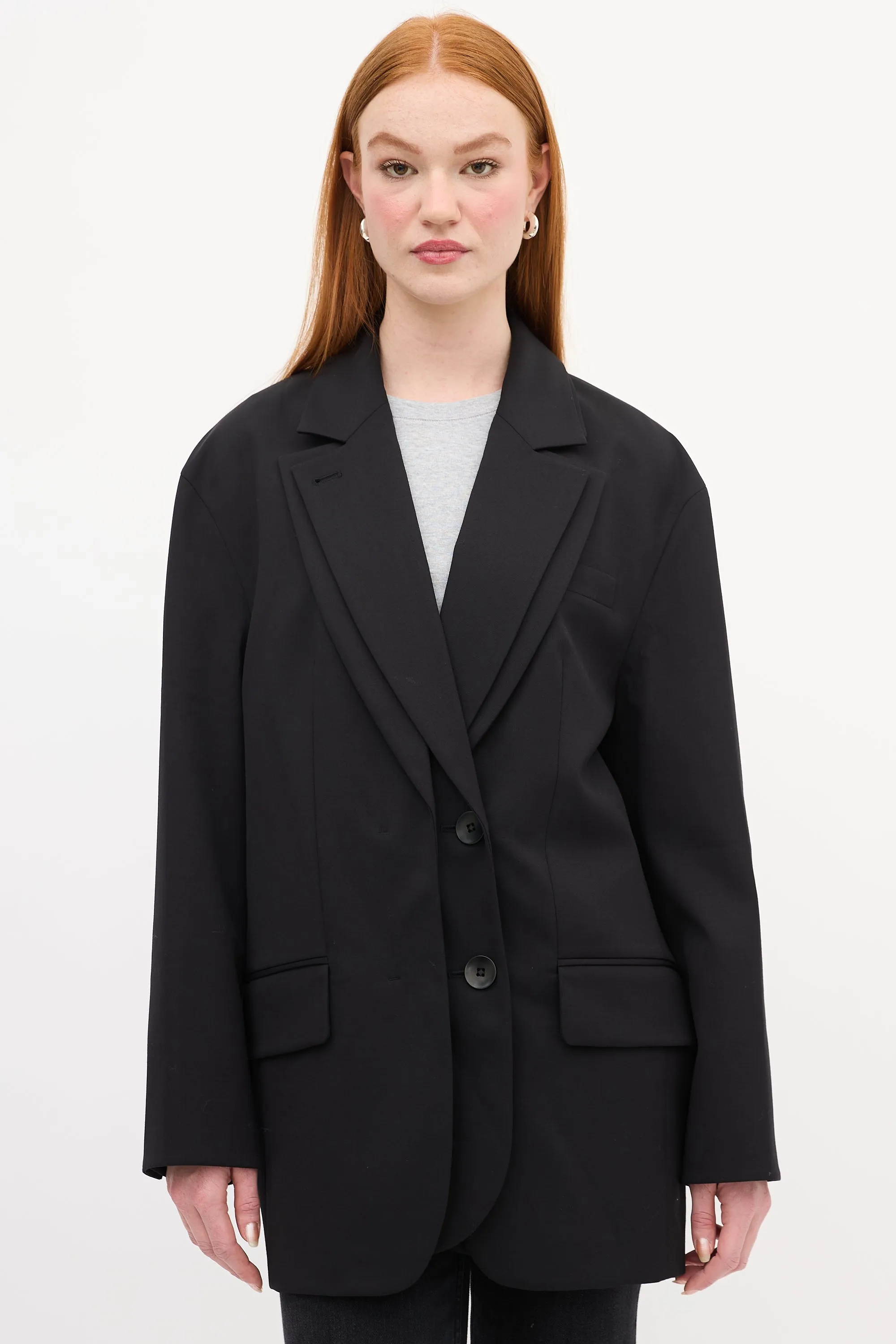 Black Wool Double Layer Liam Blazer