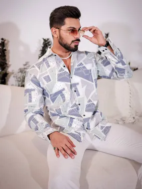 Bluish Grey Multicolor Imported Premium Shirt for Men's
