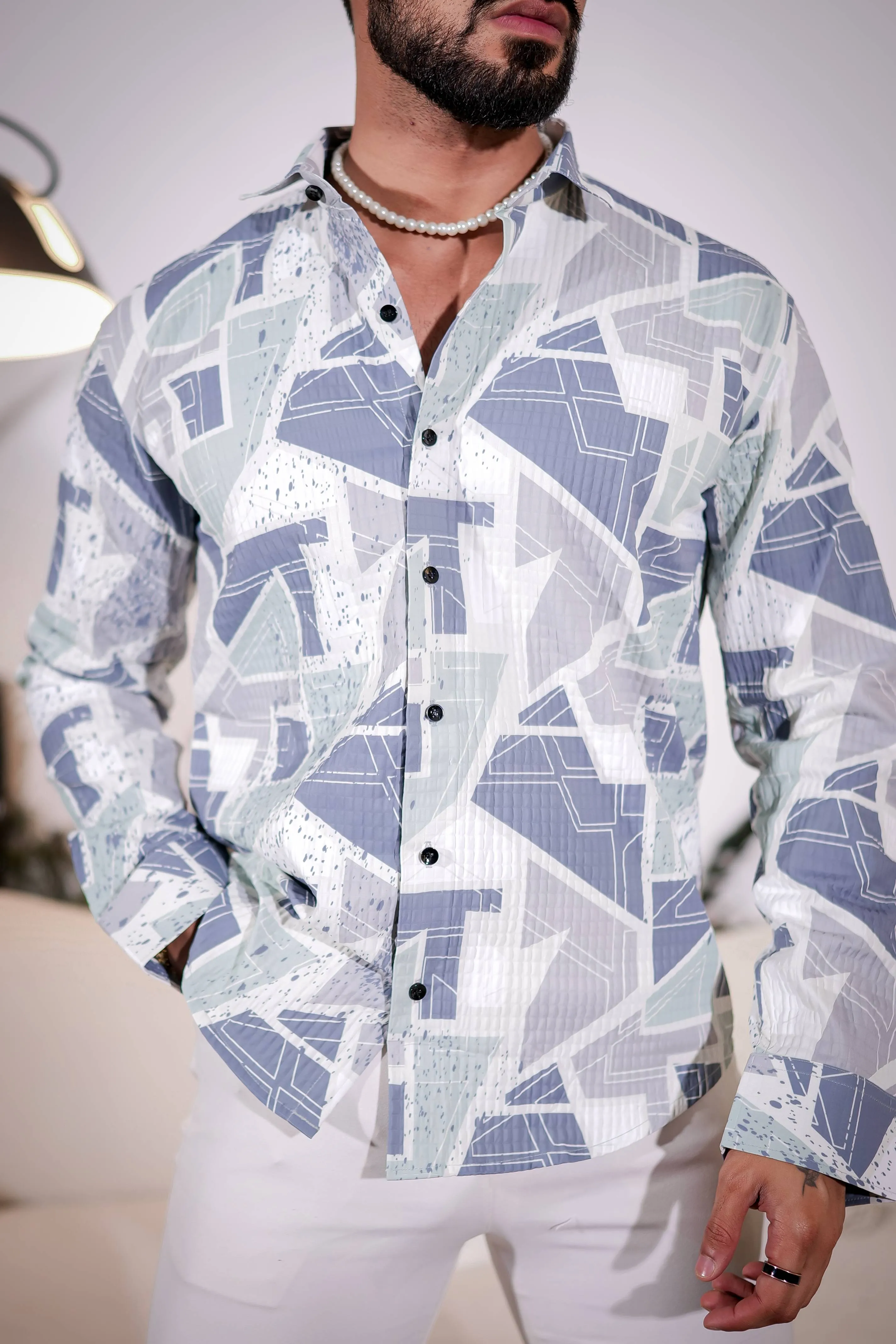 Bluish Grey Multicolor Imported Premium Shirt for Men's