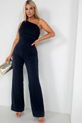 Brittany Navy One Shoulder Jumpsuit