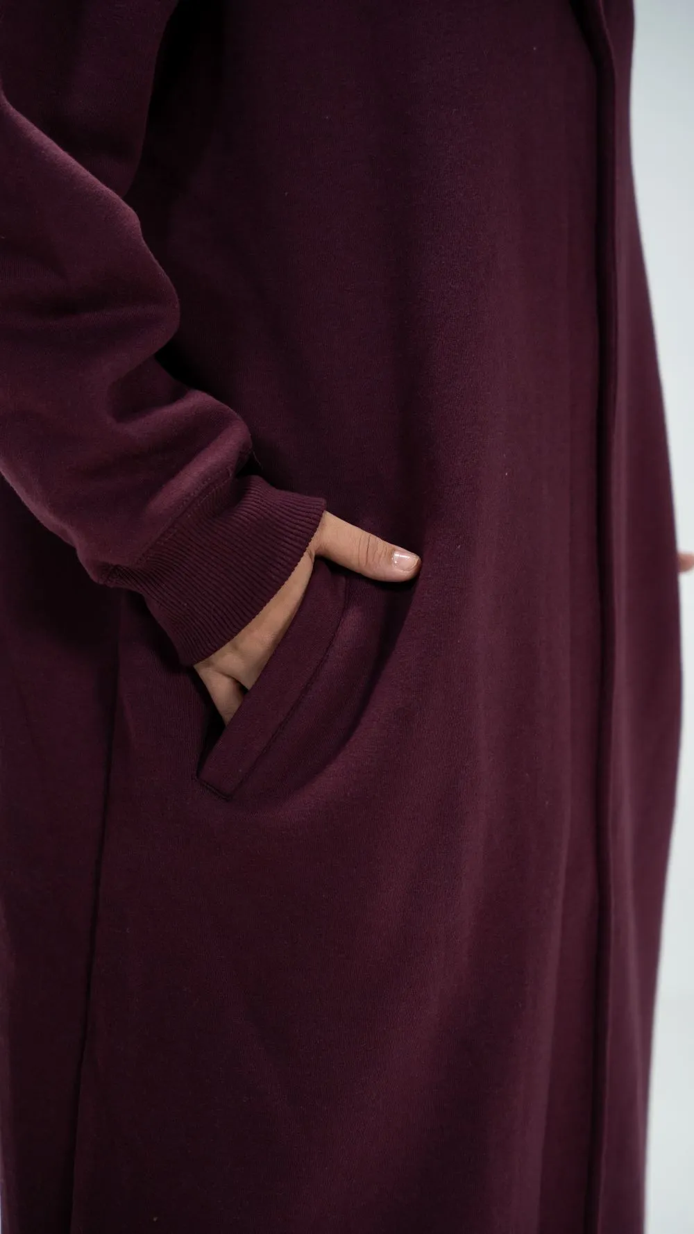 Burgundy Trench Hoodie Abaya