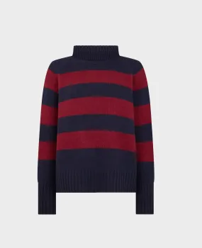 Cashmere Stripe Roll Neck Jumper