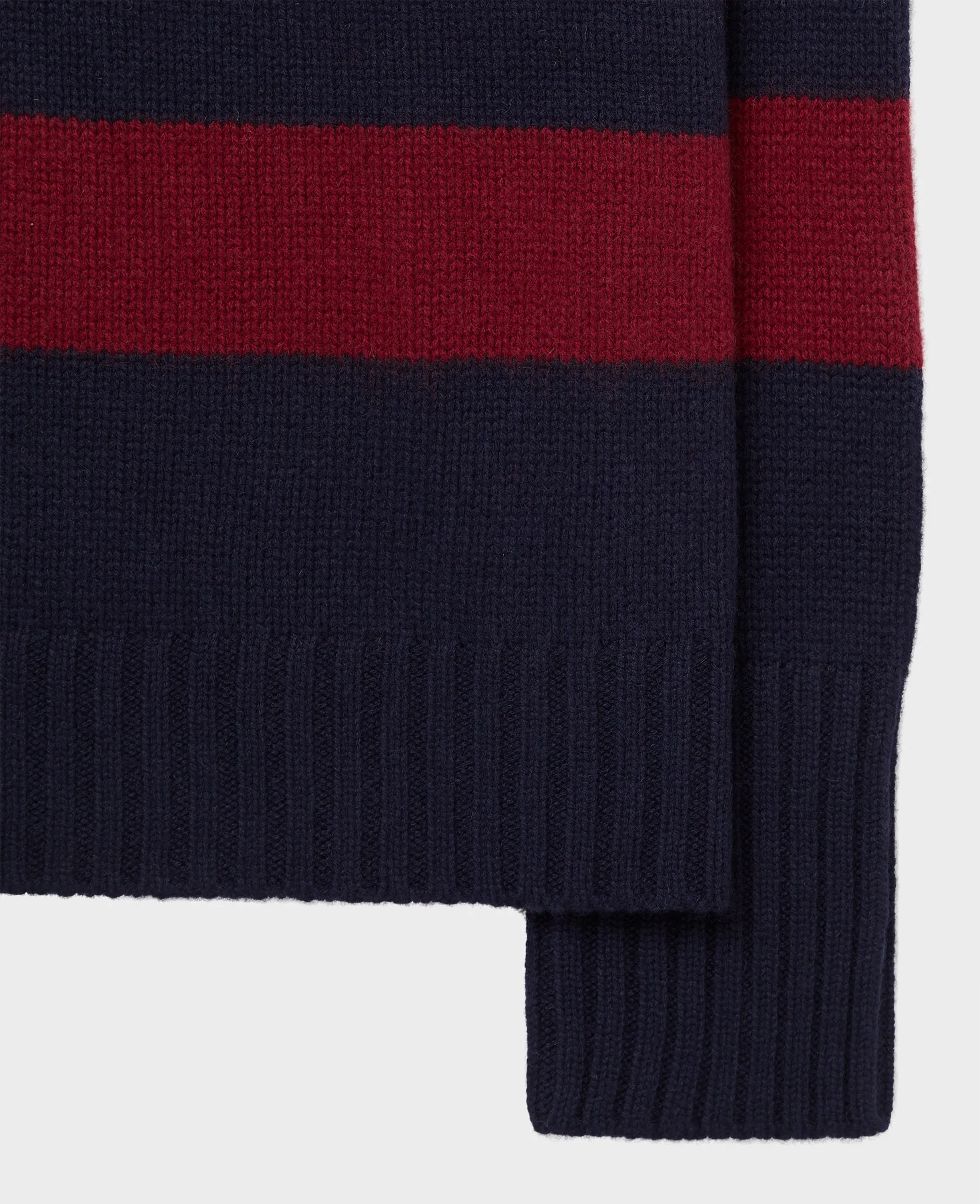 Cashmere Stripe Roll Neck Jumper