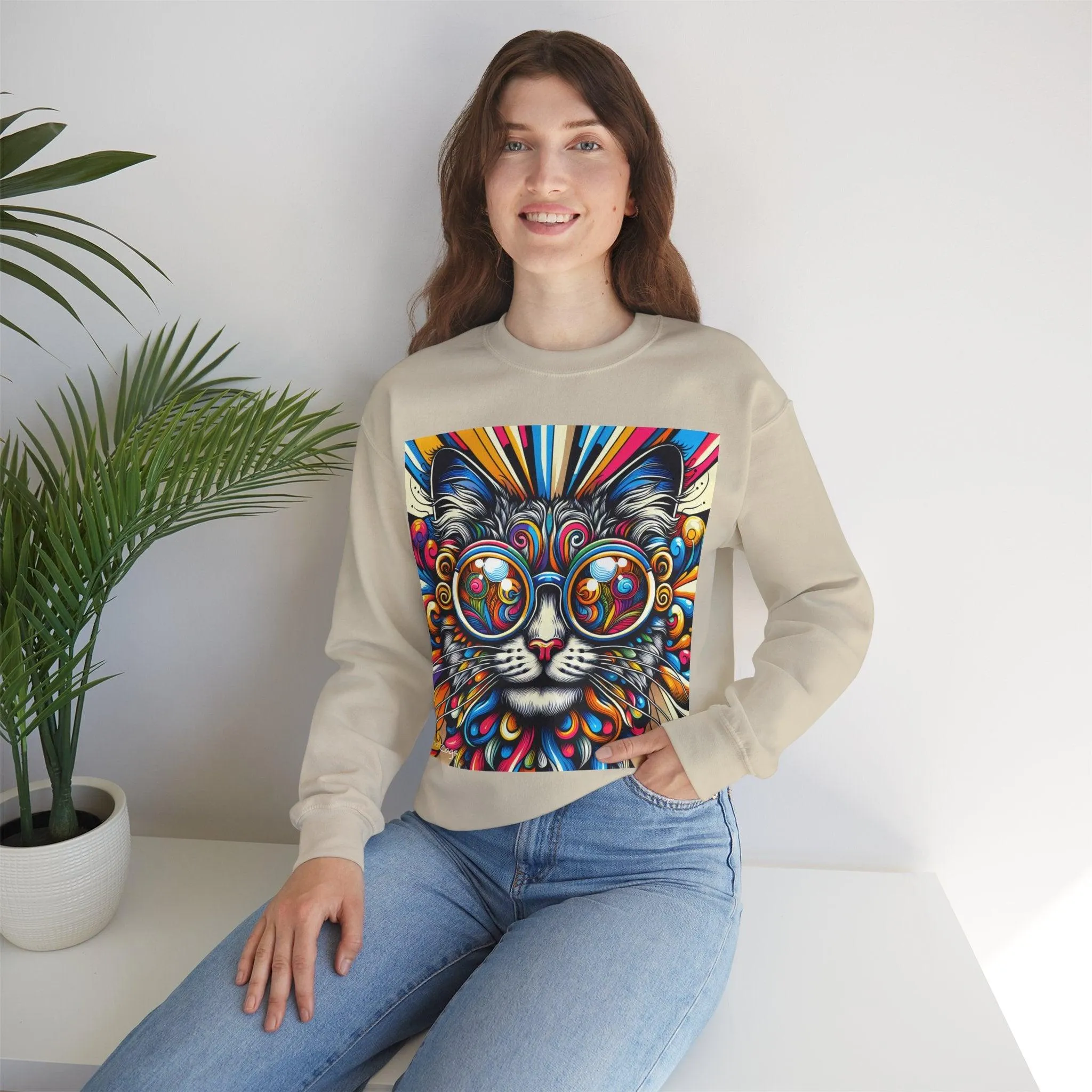 Cool Cat Pop Art Print Unisex Sweatshirt