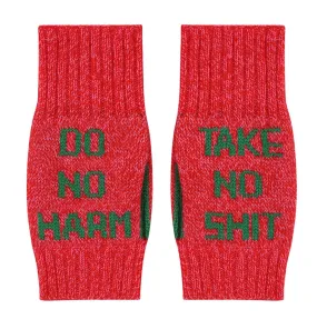Do No Harm Take No Shit Wrist Warmers in Cerise