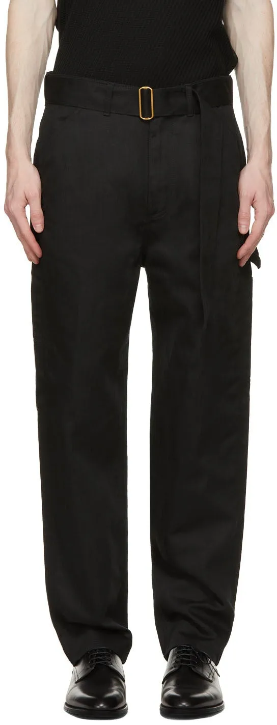 Dunhill Black Linen Carpenter Trousers