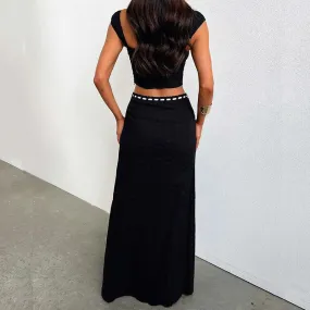 Elegant Jacquard Fashion Contrasting Color Slim Summer New Set