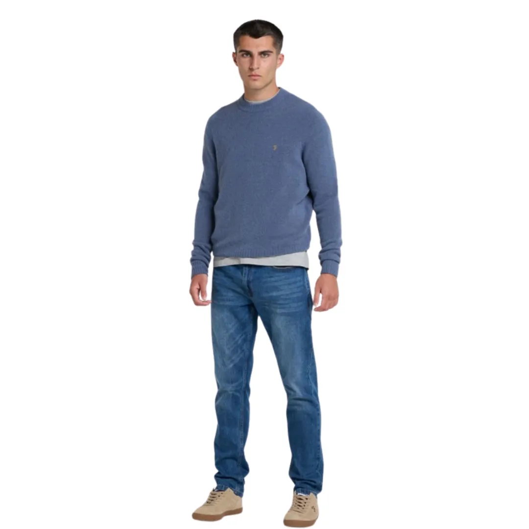 Farah Mens Ludlow Crew LS Jumper Steel Blue