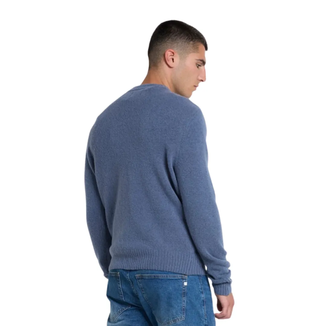 Farah Mens Ludlow Crew LS Jumper Steel Blue