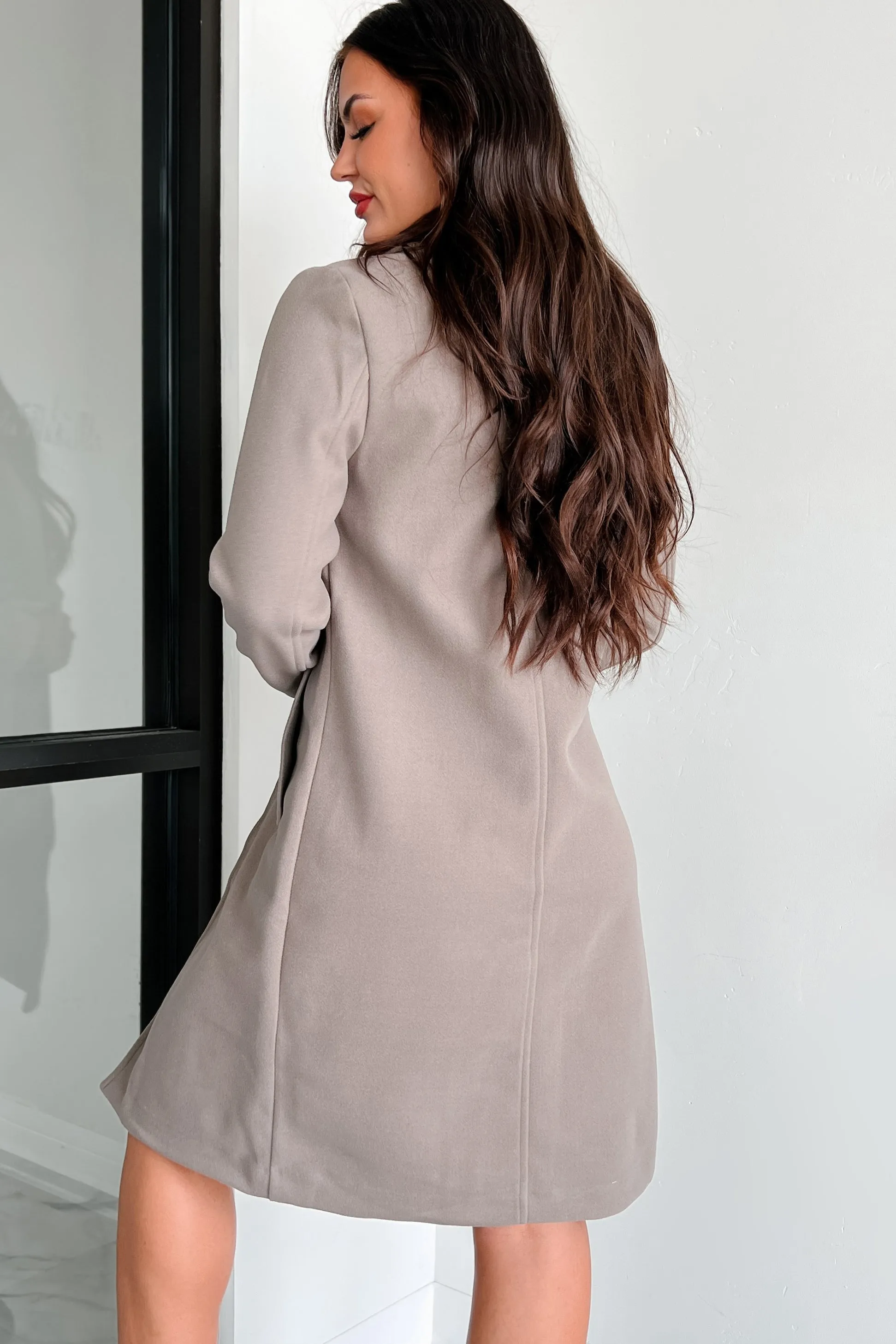 Fashionable For Fall Brushed Fleece Trench Coat (Greystone)