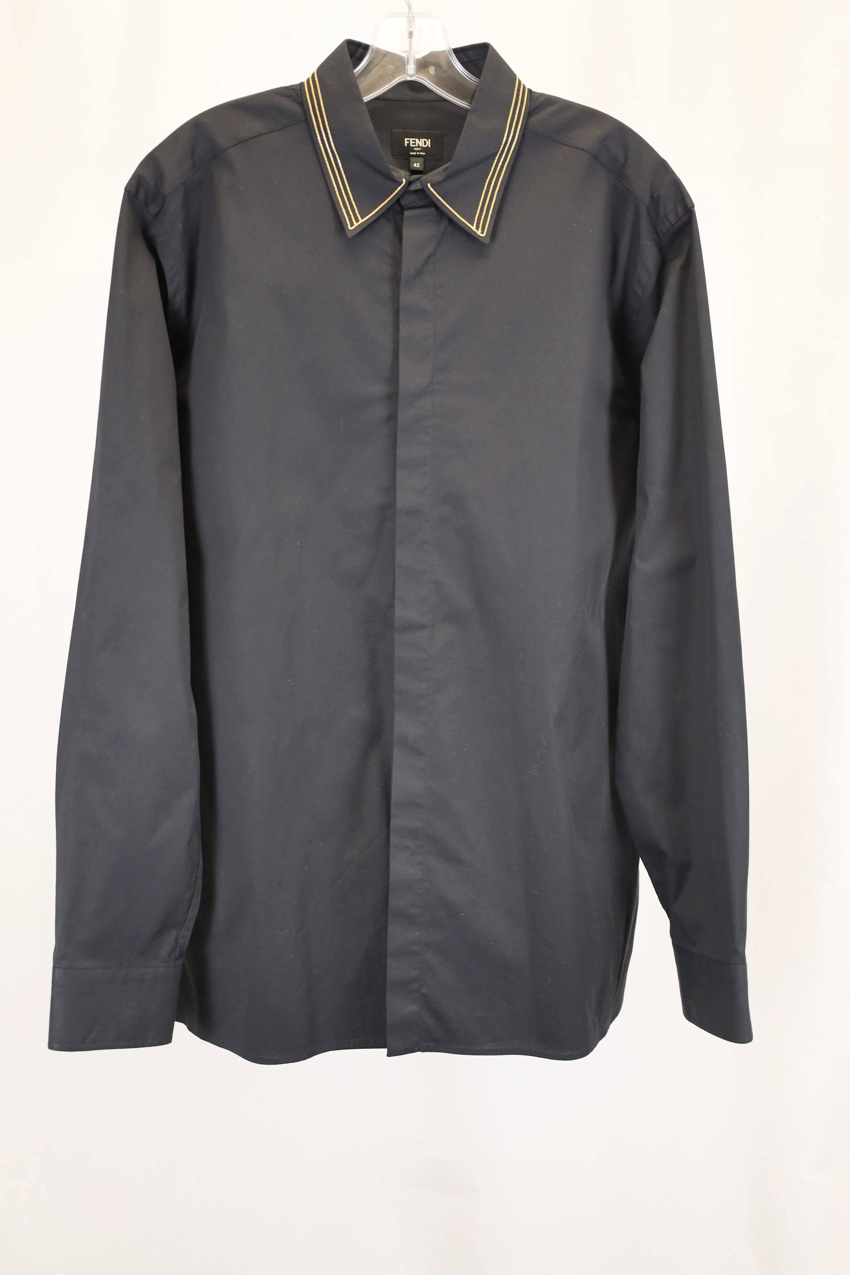 Fendi Italian-Style Collar Shirt In Black Cotton