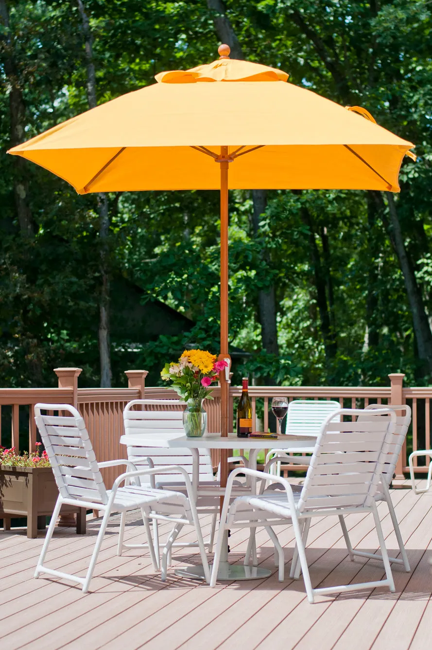 Frankford 464FMC 7.5'x7.5' Square Monterey Crank Lift Fiberglass Market Umbrella- No Tilt