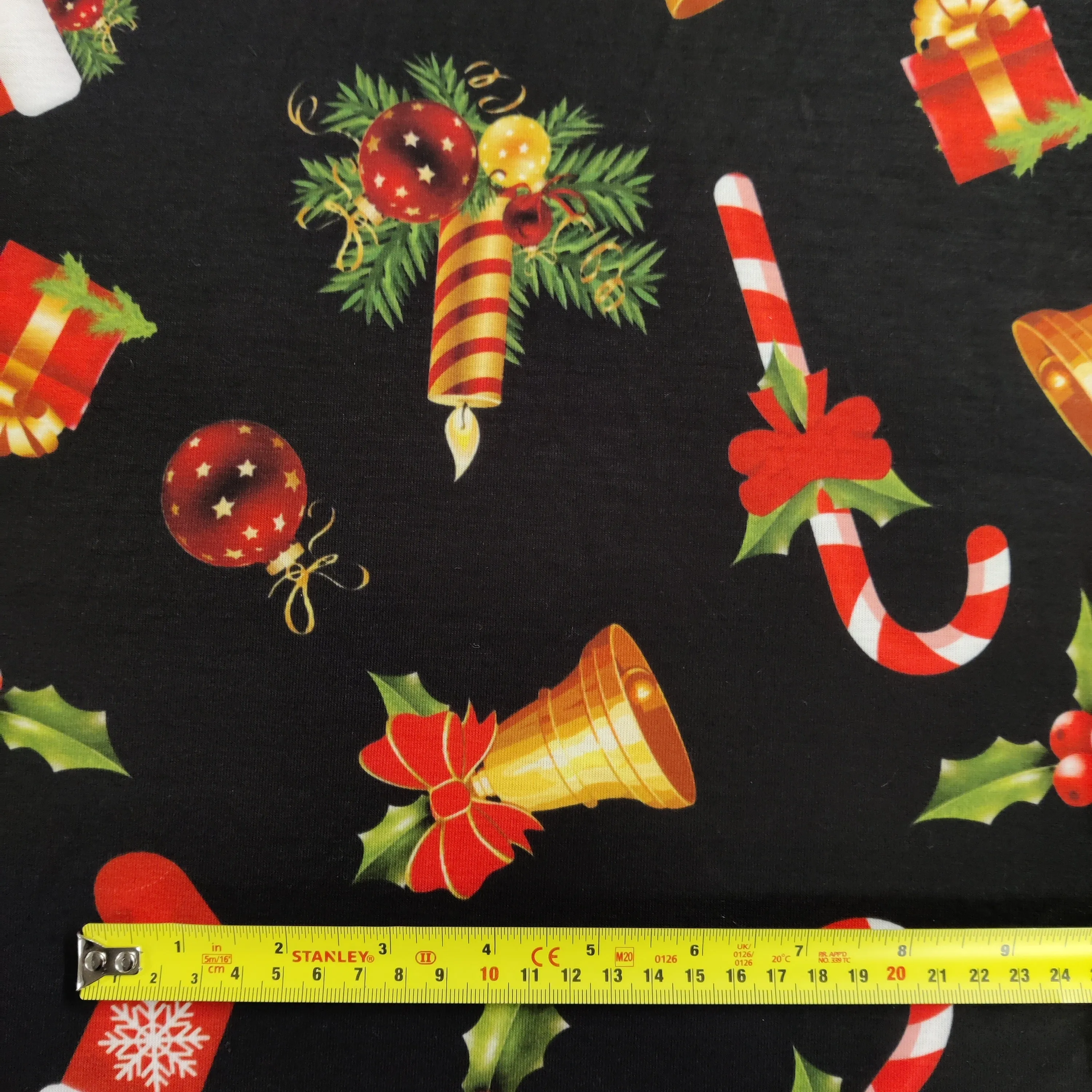 FS696 Candy Stick Spun Polyester Jersey Knit Stretch Fabric Black