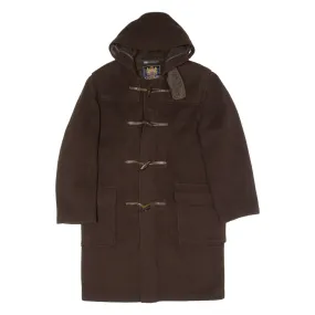 GLOVERALL Mens Duffle Coat Brown Wool Hooded S