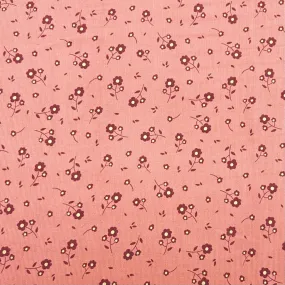 Gold Foil Flowers on Pink Needlecord Fabric