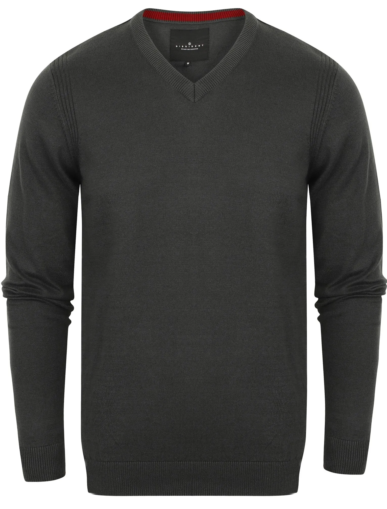 Gotha V Neck Cotton Jumper In Charcoal - Dissident