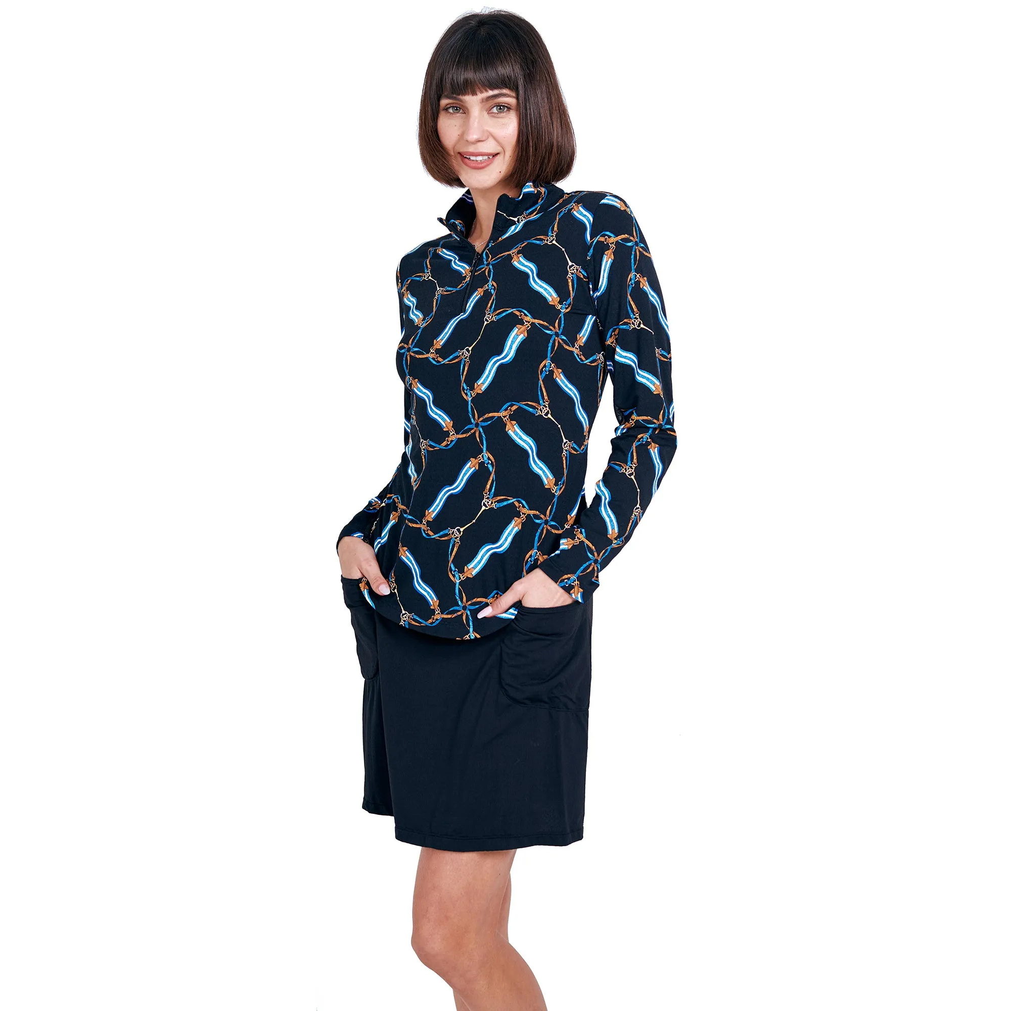 Gottex Zip Mock Lifestyle Womens Long Sleeve Sun Shirt