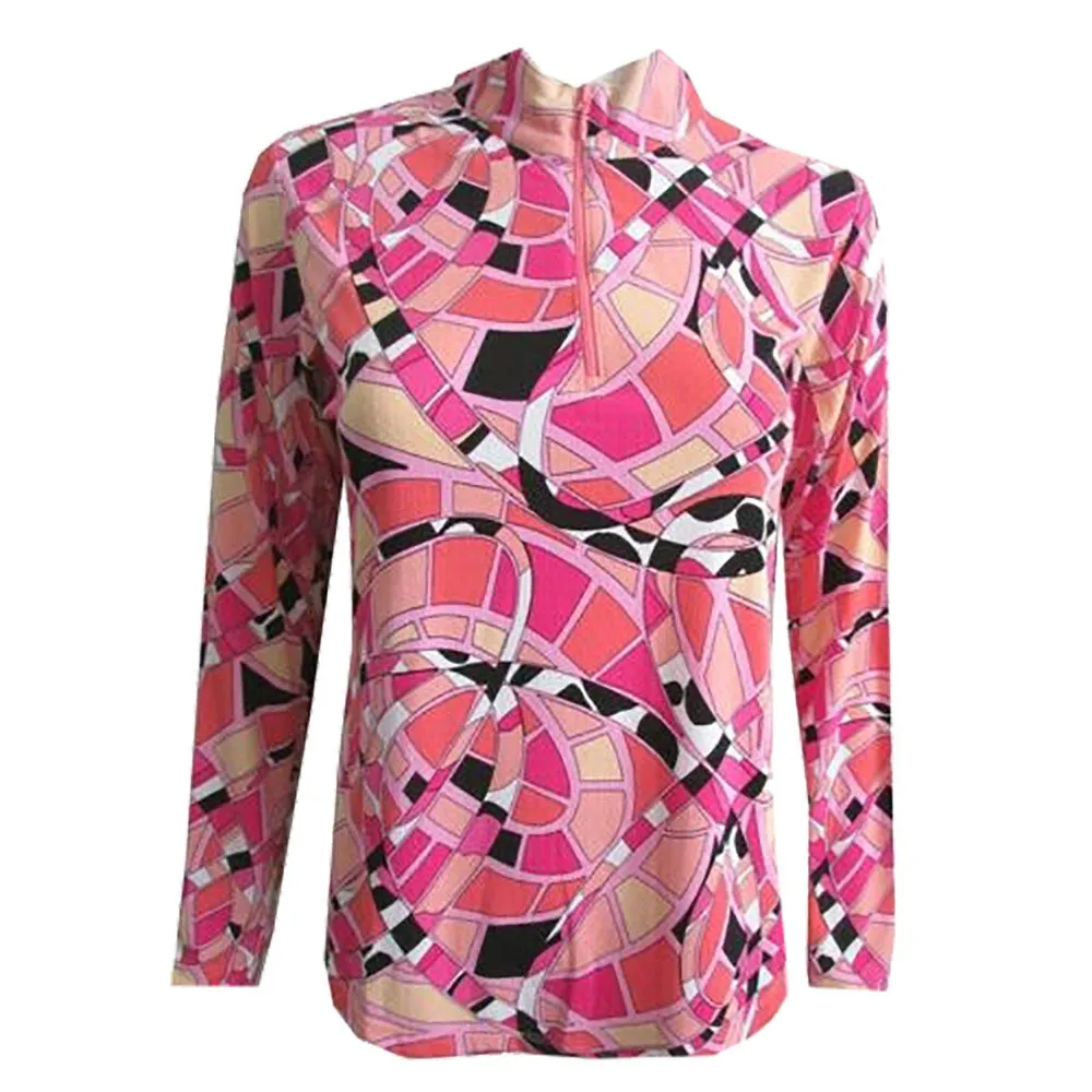 Gottex Zip Mock Lifestyle Womens Long Sleeve Sun Shirt