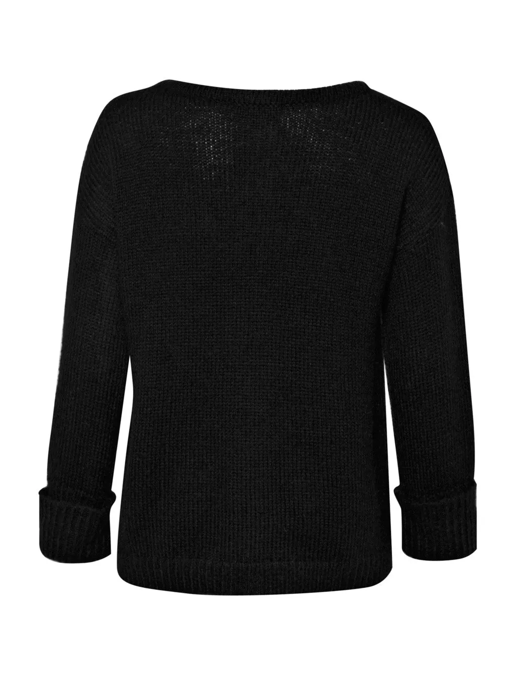Great Plains Fancy Nancy Crop Long Sleeve Mohair Knit Zipped Cardigan Black