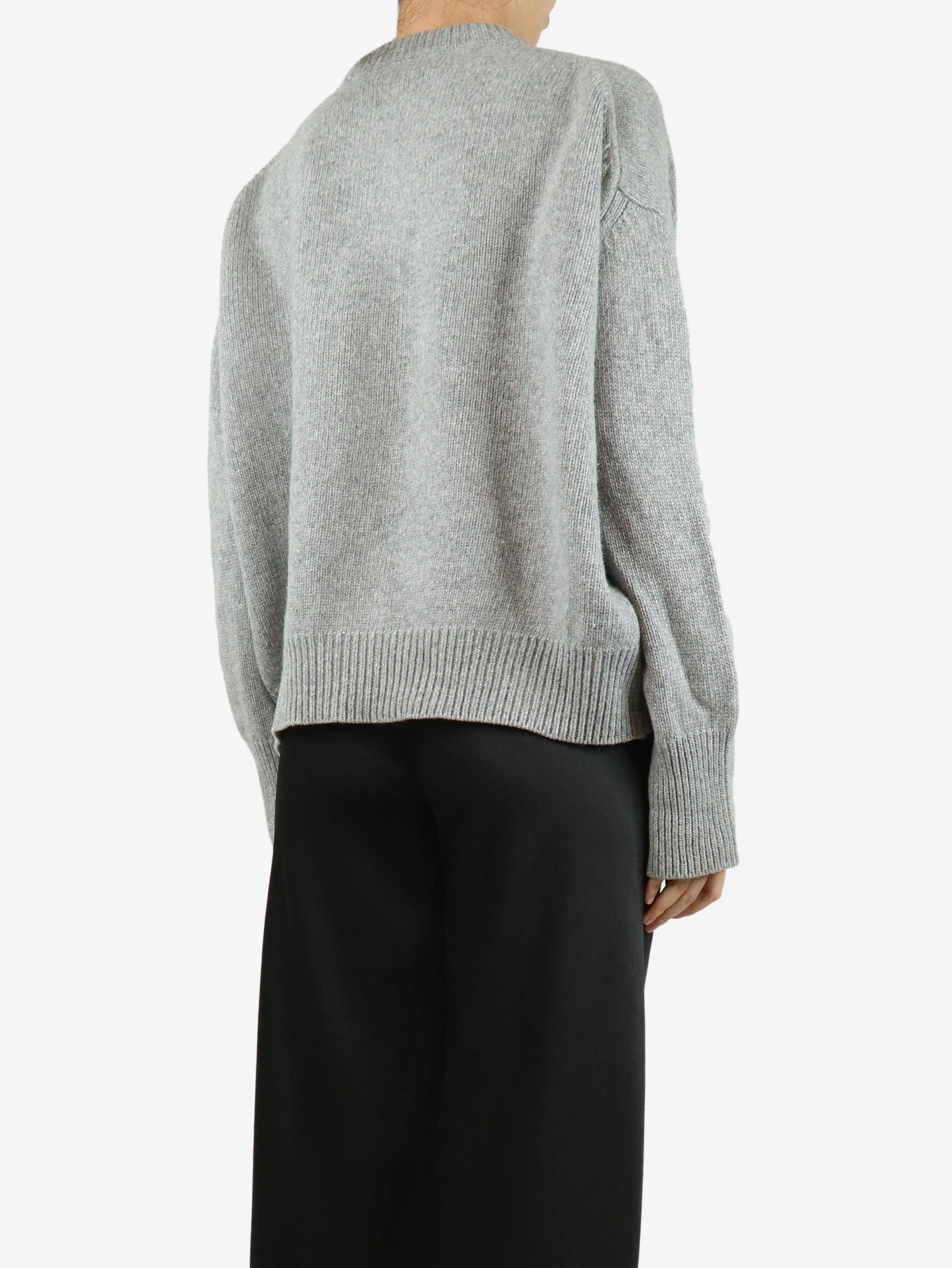 Grey crewneck wool jumper - size UK 10