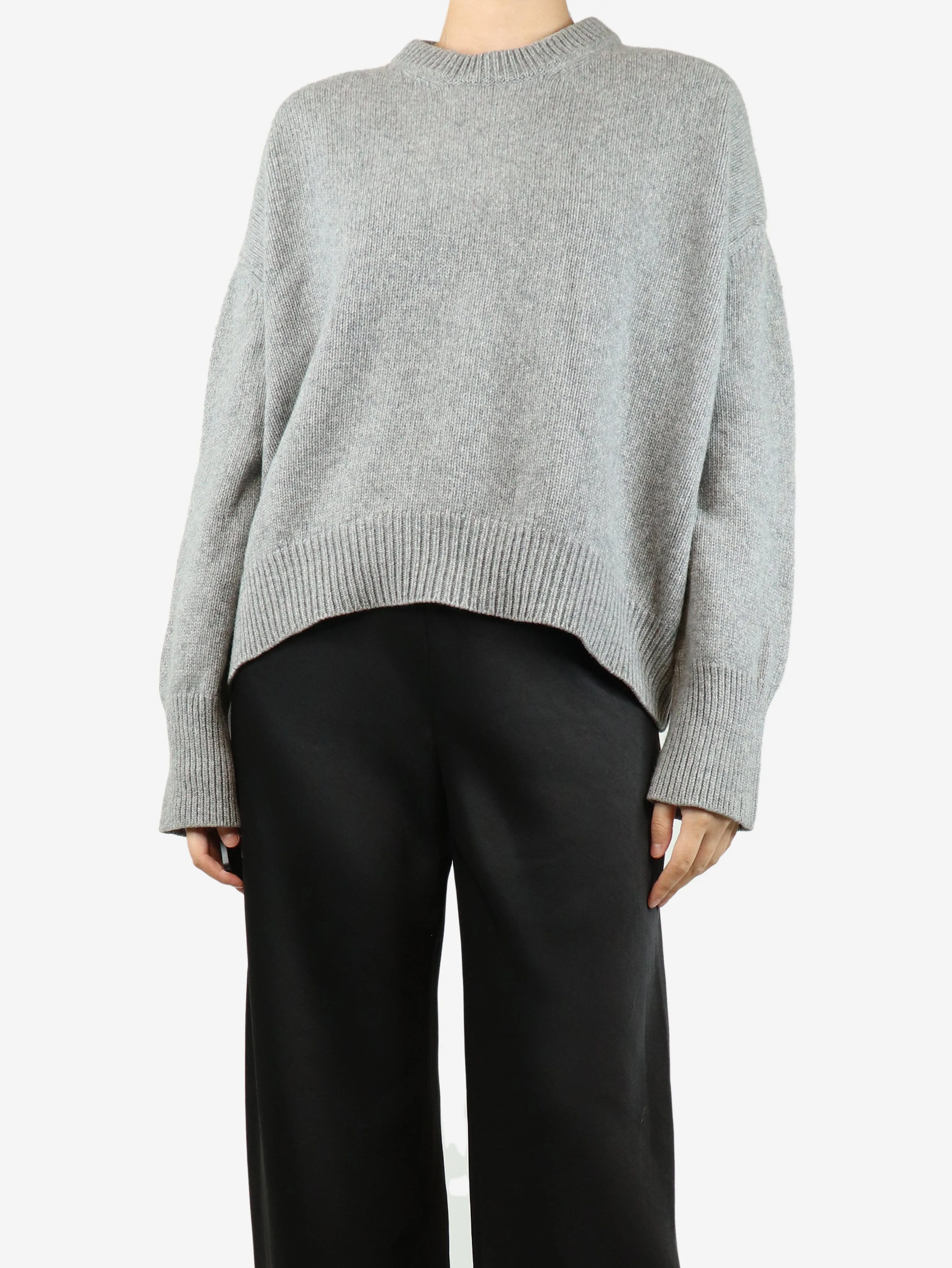 Grey crewneck wool jumper - size UK 10