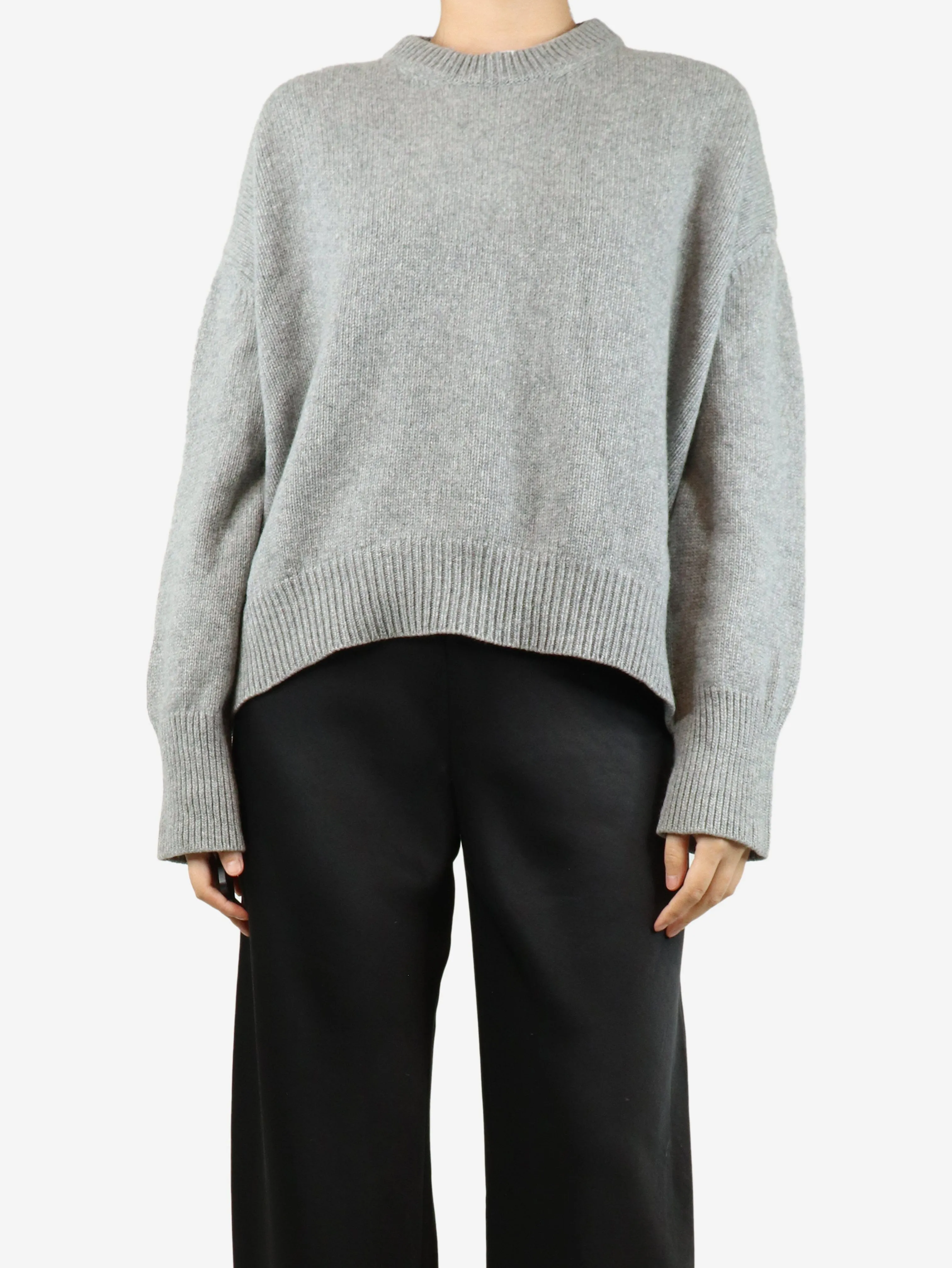Grey crewneck wool jumper - size UK 10