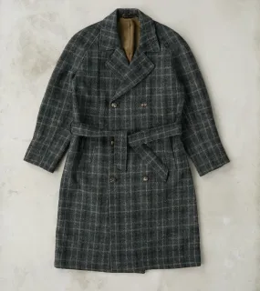 Harris Tweed Grandad Trench Coat - Grey Windowpane Check