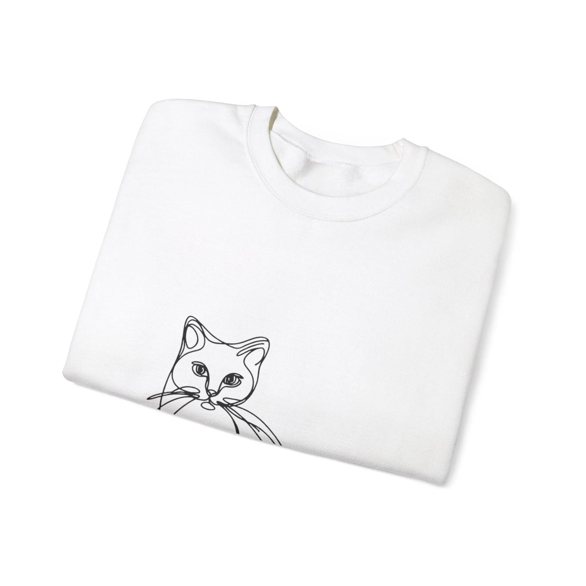 Line Art Cat Drawing Print Unisex Sweatshirt
