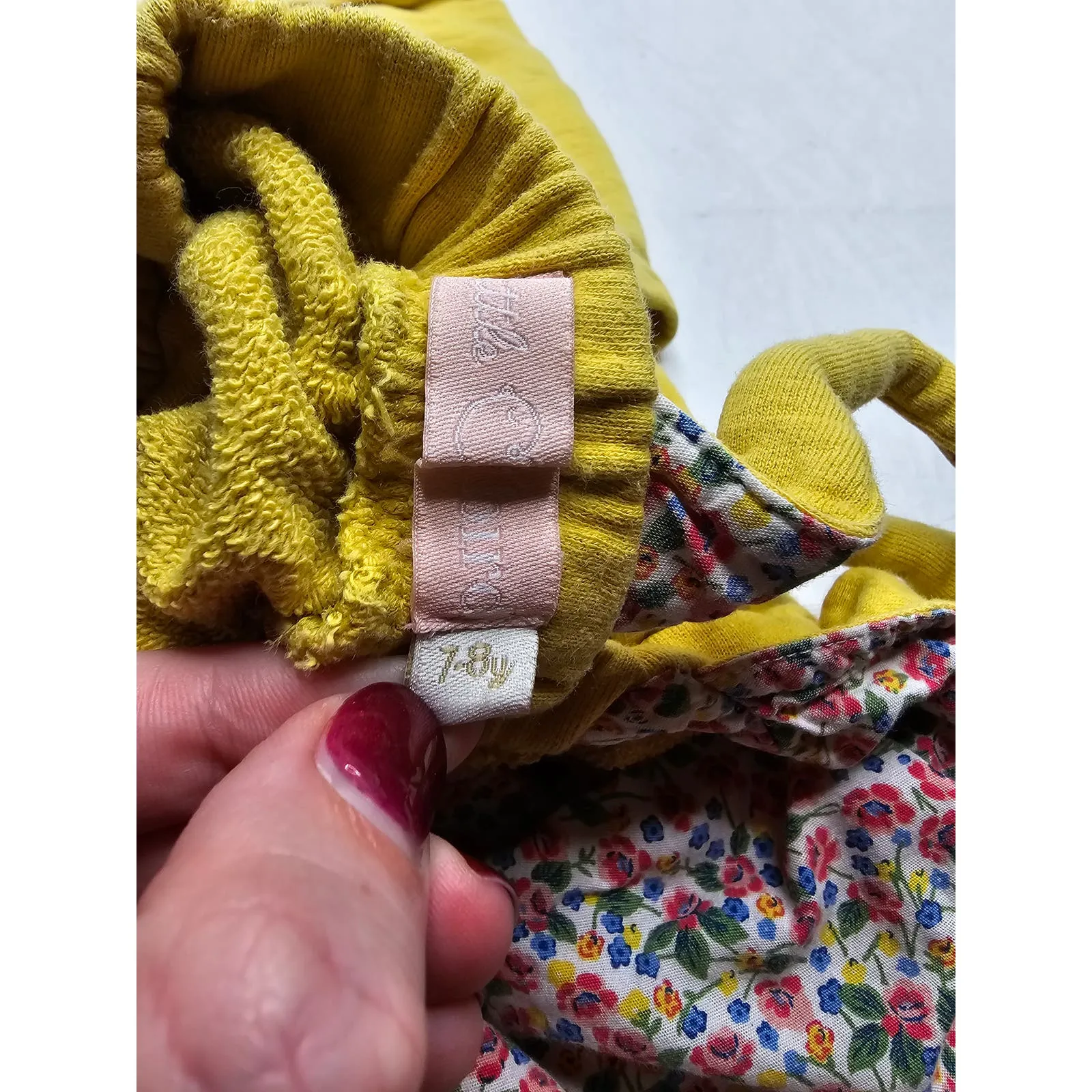 Little Bird Boutique Girls Sz 7-8 Mustard Yellow Jumper Rainbow Embroidered