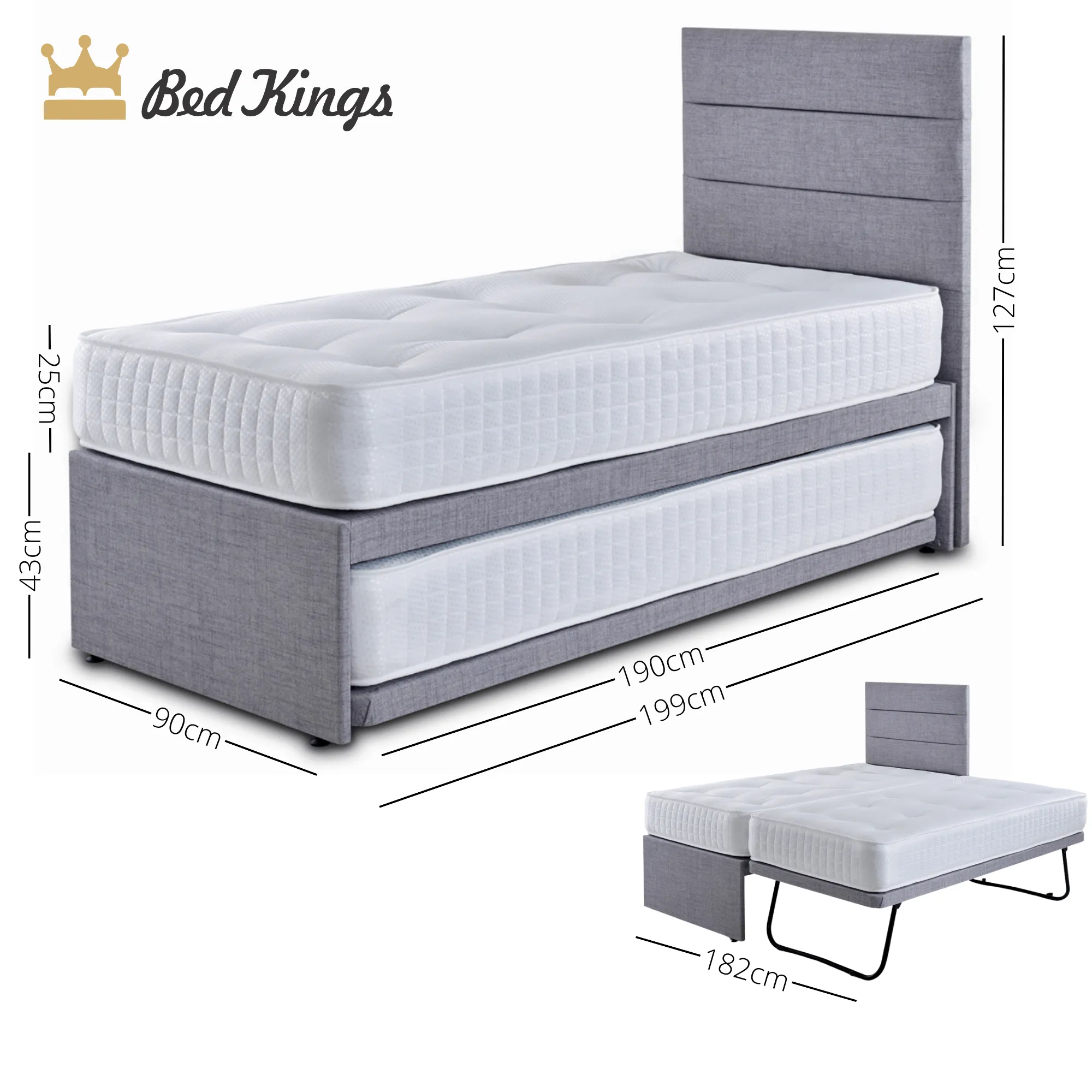 Luxury Guest Bed & Trundle With 2 Mattresses